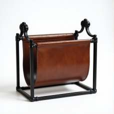 Glamour Haven Leather & Iron Magazine Holder Glamour Haven Leather & Iron Magazine Holder